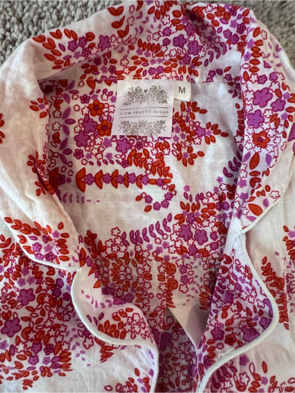 Plum Pretty Sugar Pink and Red Floral Pajama Pant Set - Medium - Picture 3 of 4